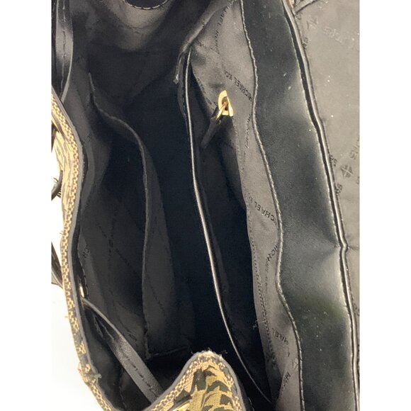 Michael Kors Evie Monogram Canvas & Leather Small Backpack Black/Brown Used - Picture 4 of 16